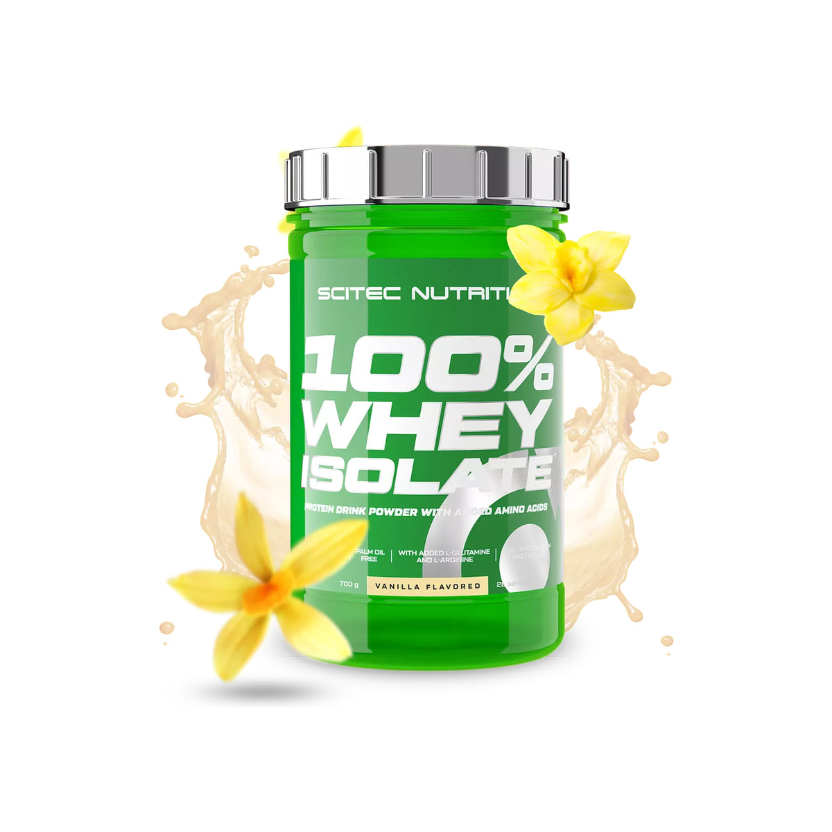 100% Whey Isolate Scitec Nutrition 700g Baunilha – frente da embalagem