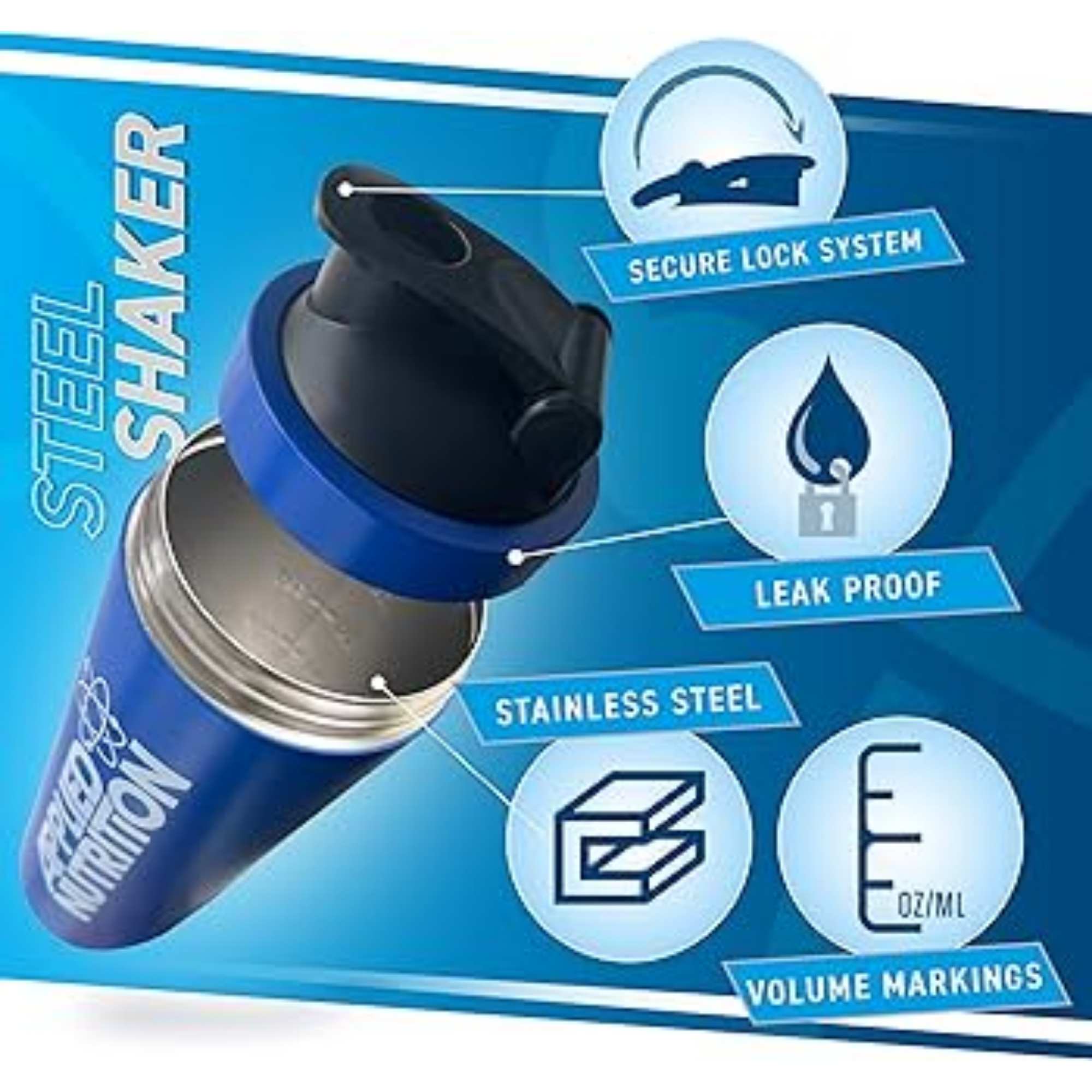 Steel Shaker - Applied Nutrition - 750 ml - Acessórios