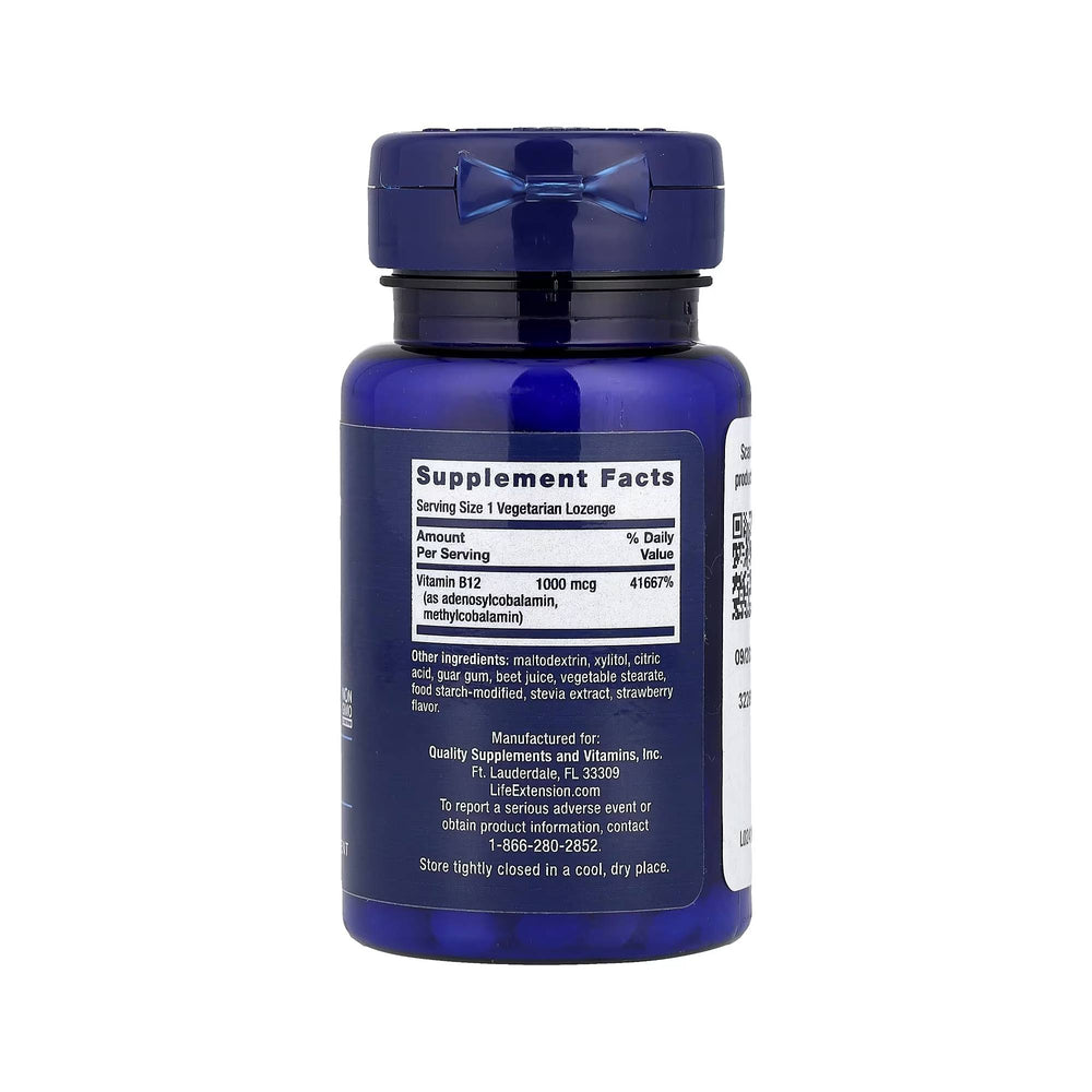 Vitamina B12 Elite 1000 mcg - Life Extension - 60 pastilhas - Saúde e Bem Estar