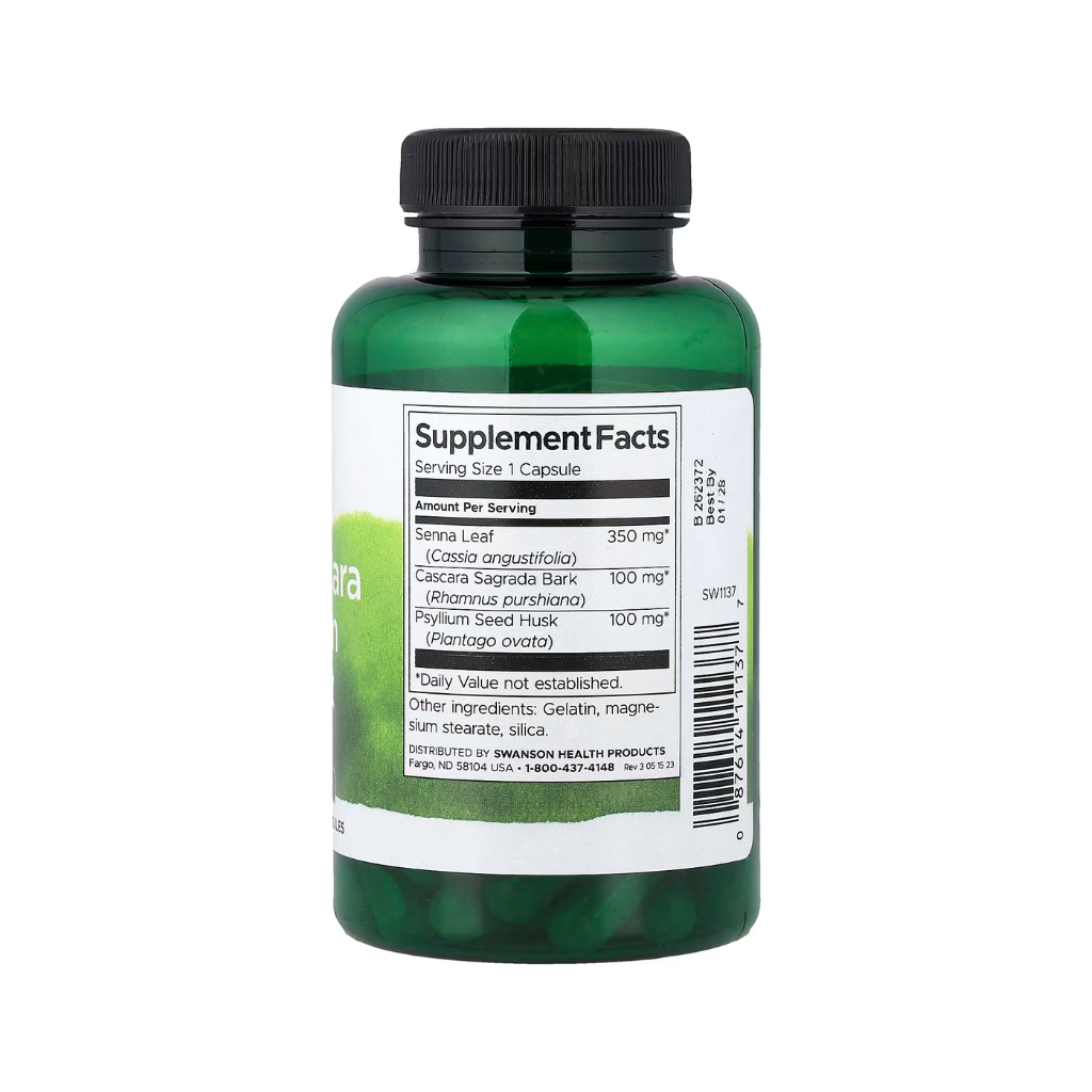Complexo de Senna, Cáscara e Psyllium – Swanson – 90 Cápsulas - Saúde e Bem Estar