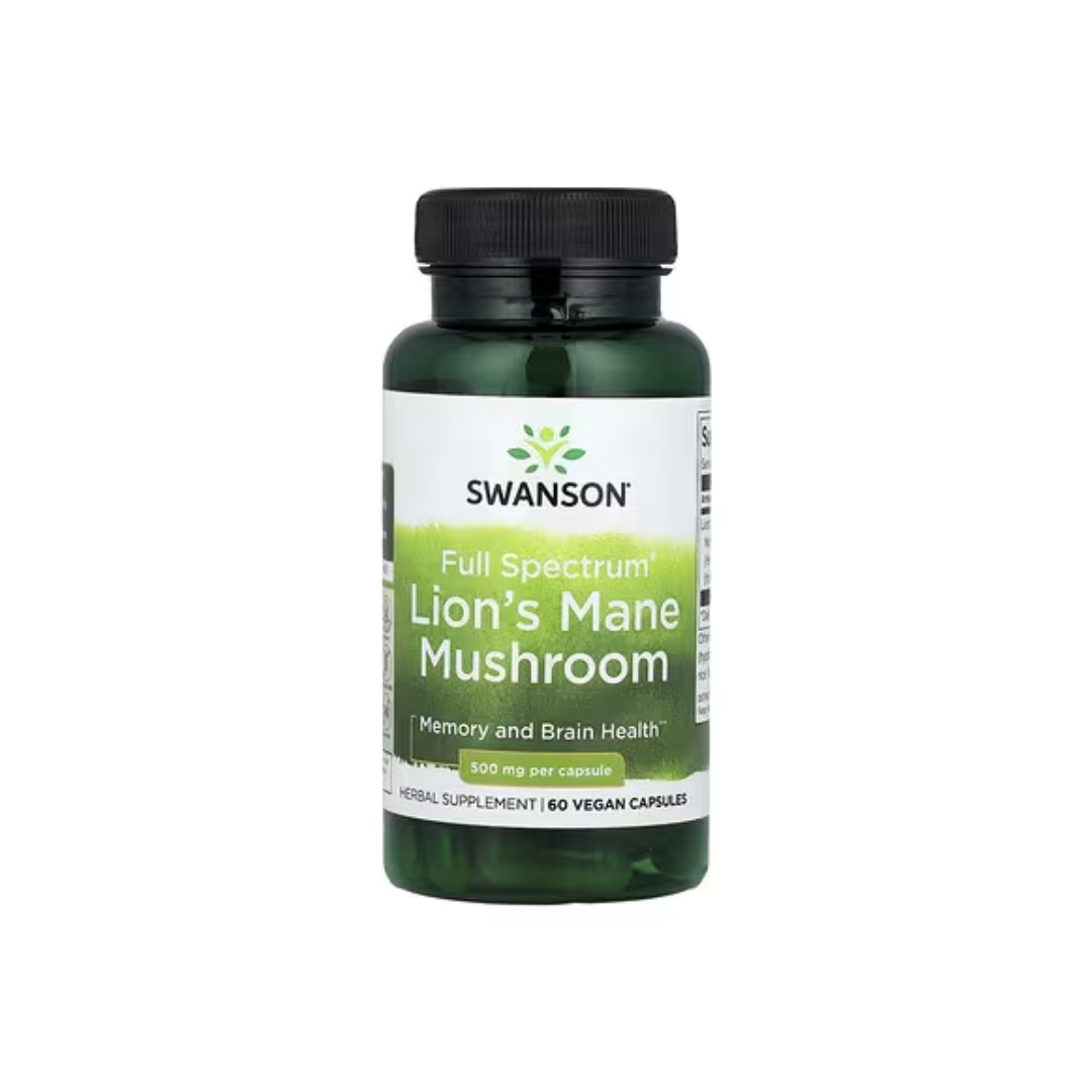 Lion’s Mane (Juba de Leão) 500mg - 60 Cápsulas - Swanson - 60 Cápsulas - Minerais