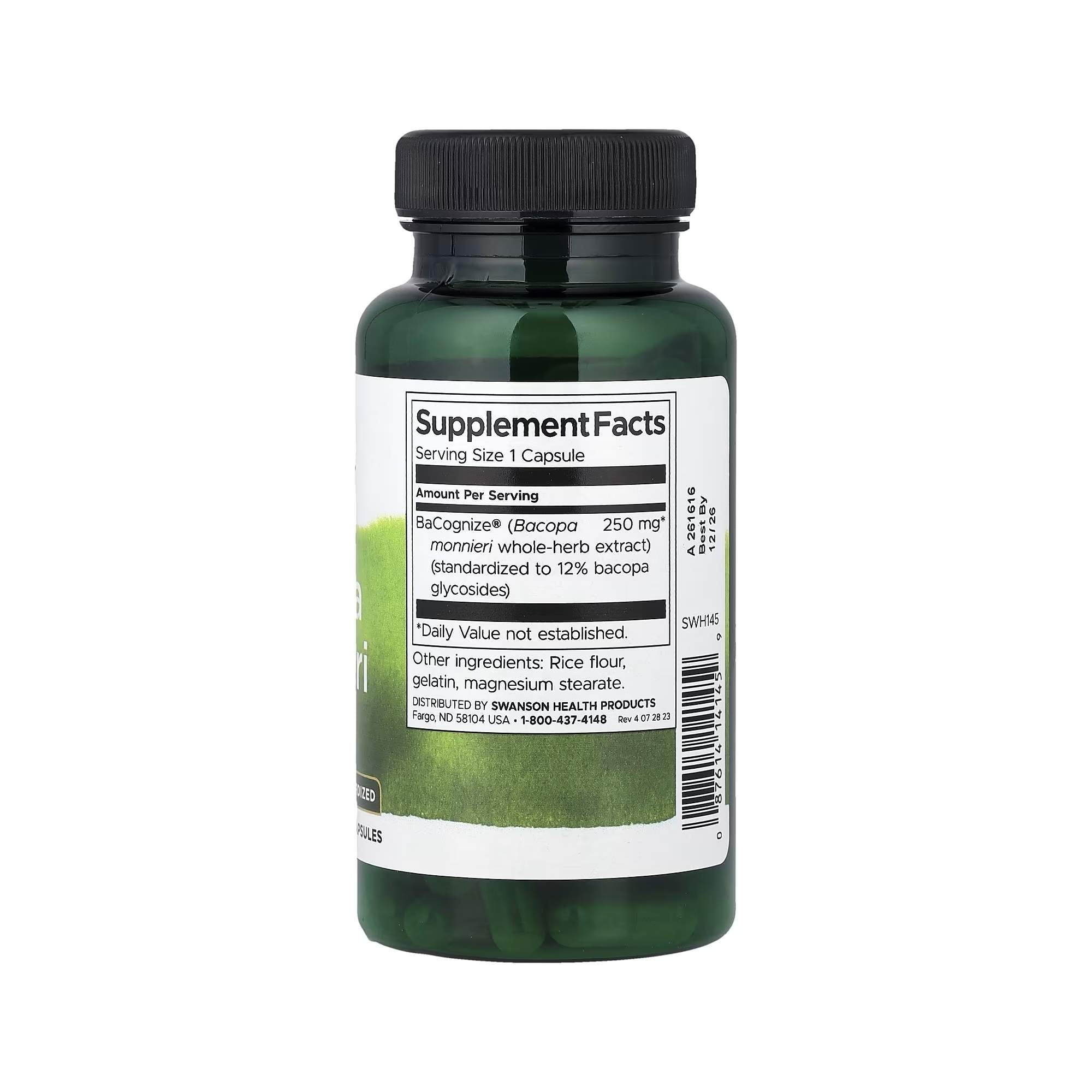 Bacopa monnieri 250 mg - Swanson - 90 Cápsulas - Saúde e Bem Estar
