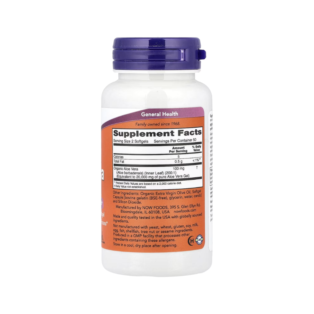 Aloe Vera Gels – NOW Foods – 100 Softgels - Saúde e Bem Estar