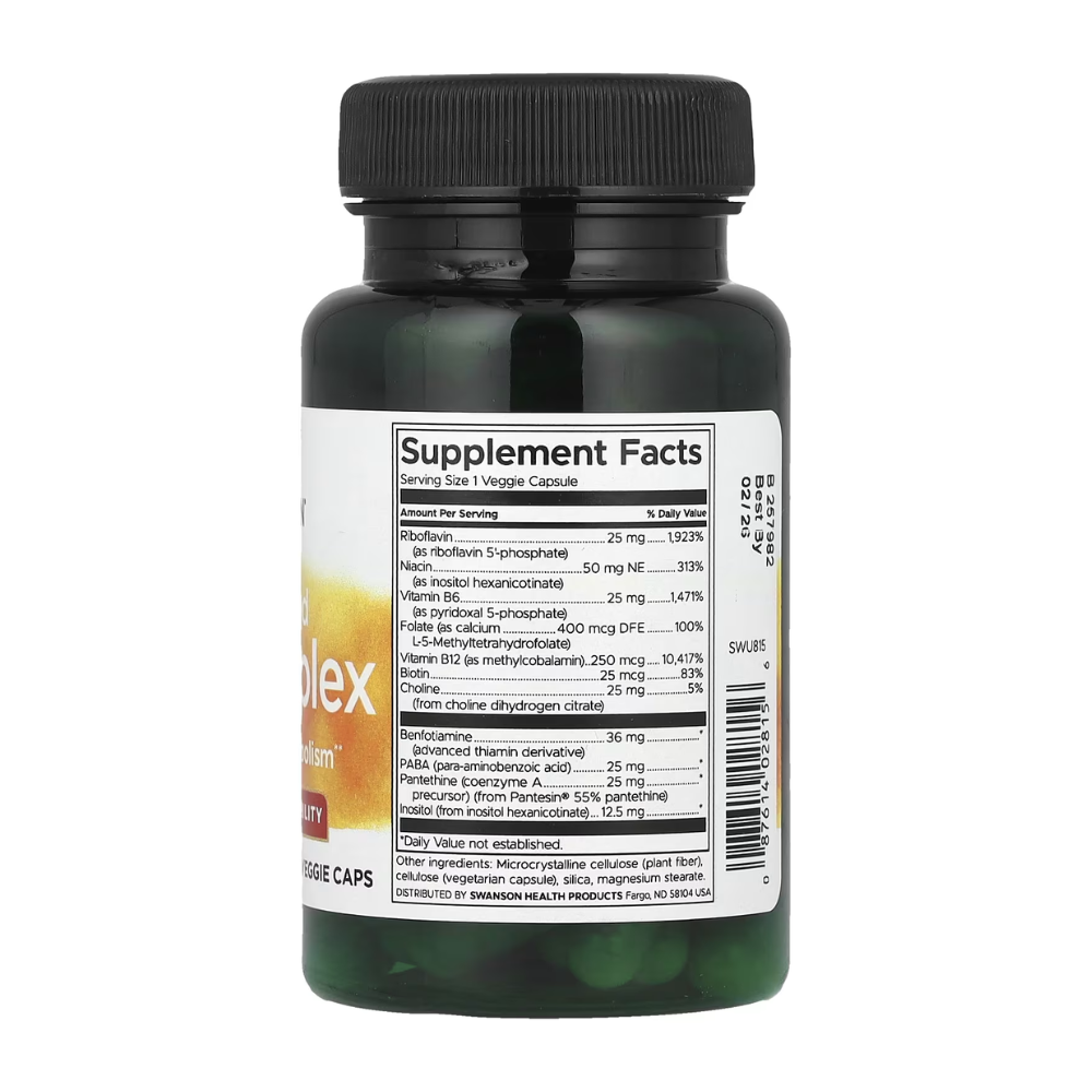 Complexo B Ativado de Alta Biodisponibilidade - Swanson - 60 cápsulas - Vitamina