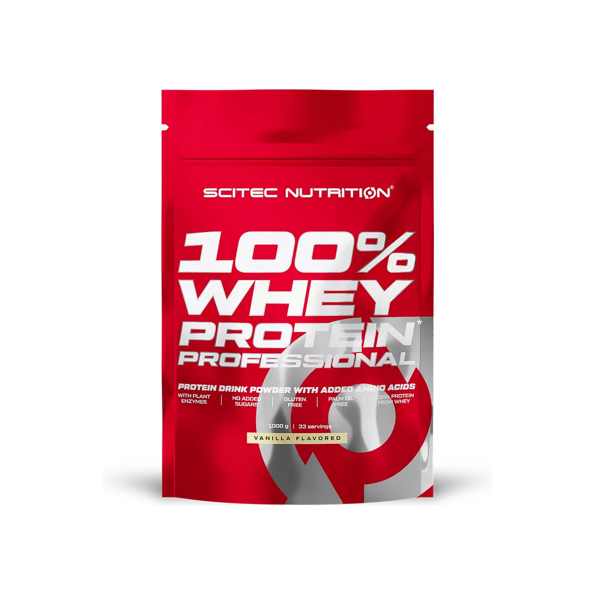 100% Whey Protein Professional Scitec Nutrition 1 kg Baunilha – frente da embalagem