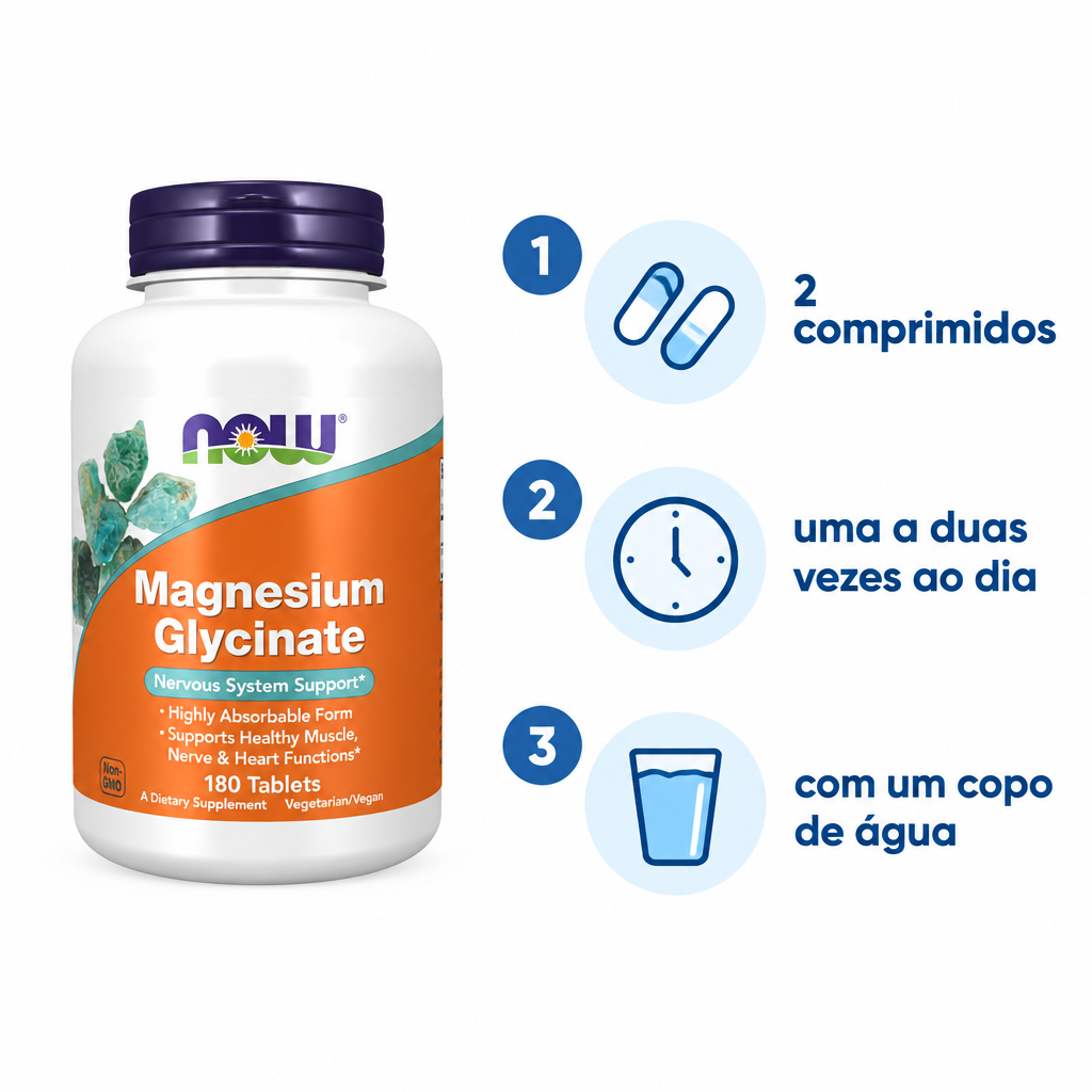 Glicinato de Magnésio - NOW Foods - Como Usar