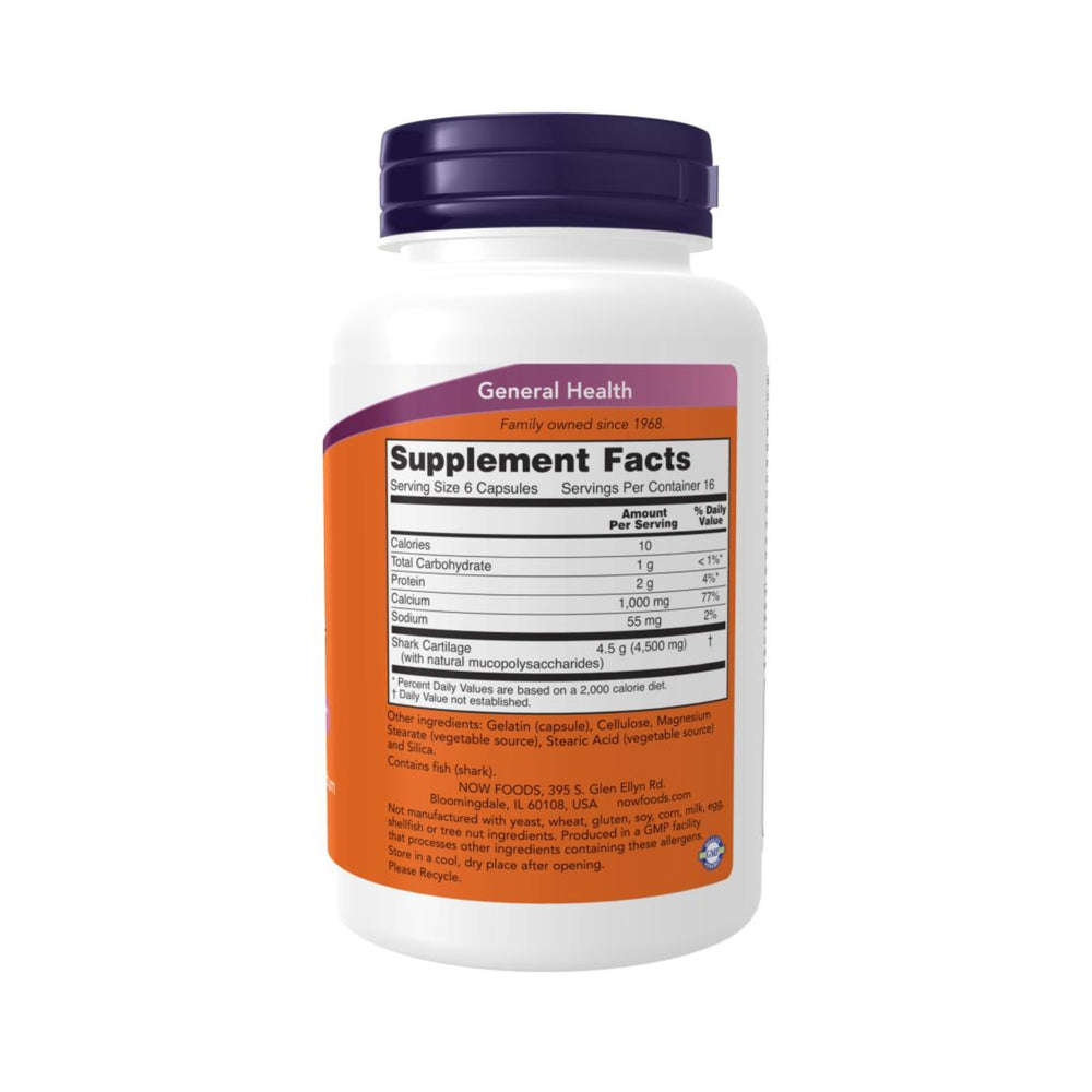 Cartilagem de Tubarão 750 mg - NOW Foods - 100 Cápsulas - Saúde e Bem Estar