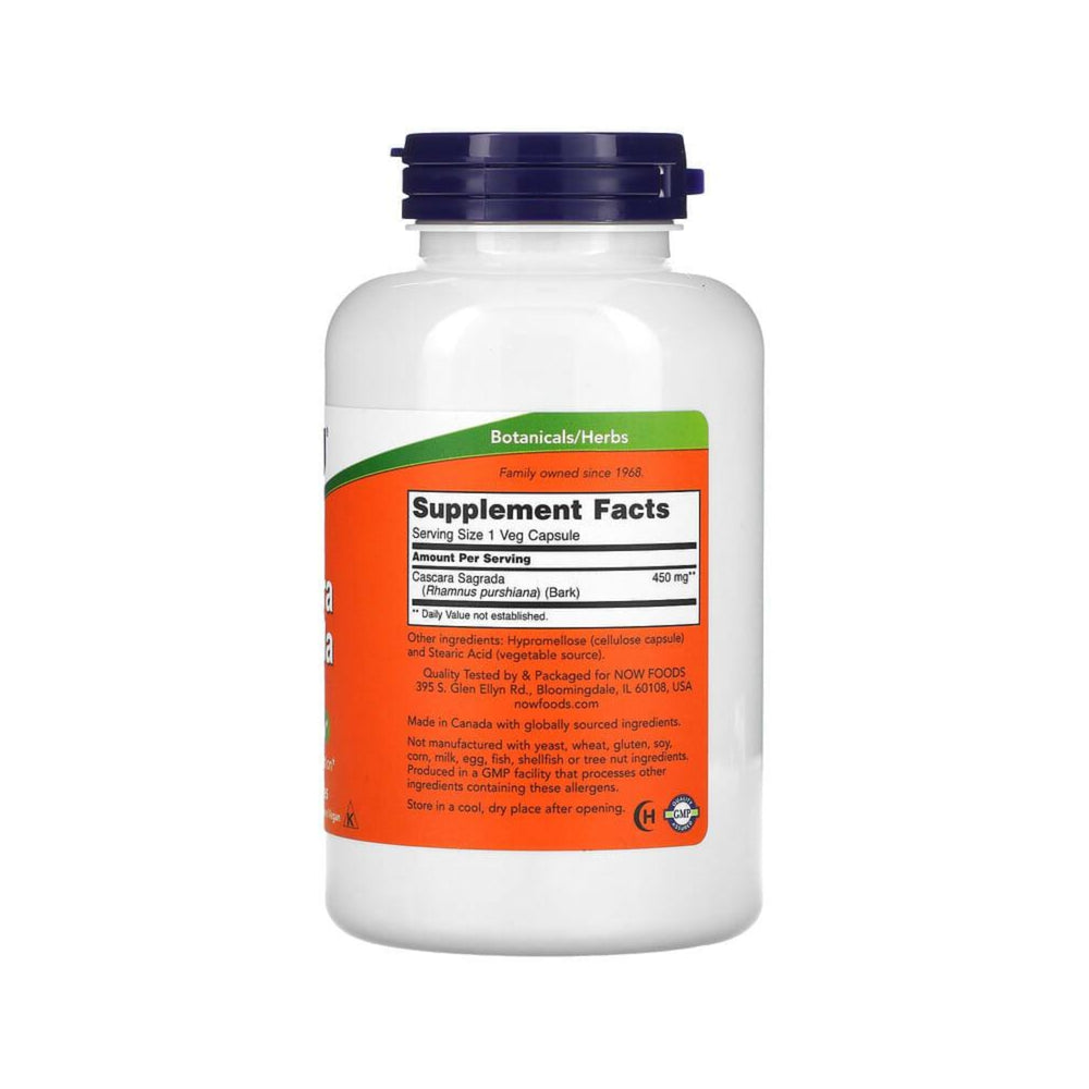 Cascara Sagrada 450 mg – NOW Foods - 250 Cápsulas - Saúde e Bem Estar