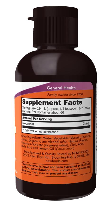 Melatonina Líquida - 59mL - NOW - Saúde e Bem Estar