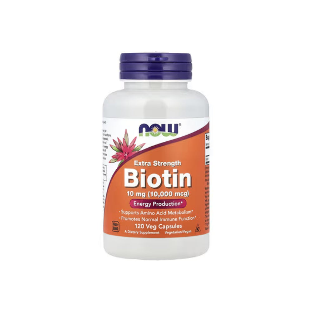 Biotina Extra Forte 10mg (10.000 mcg) – NOW Foods – 120 Cápsulas - Vitamina