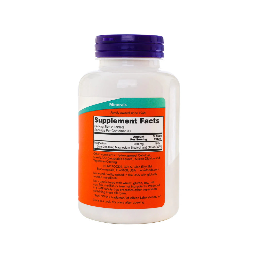 Glicinato de Magnésio - NOW Foods - 180 Comprimidos - Minerais