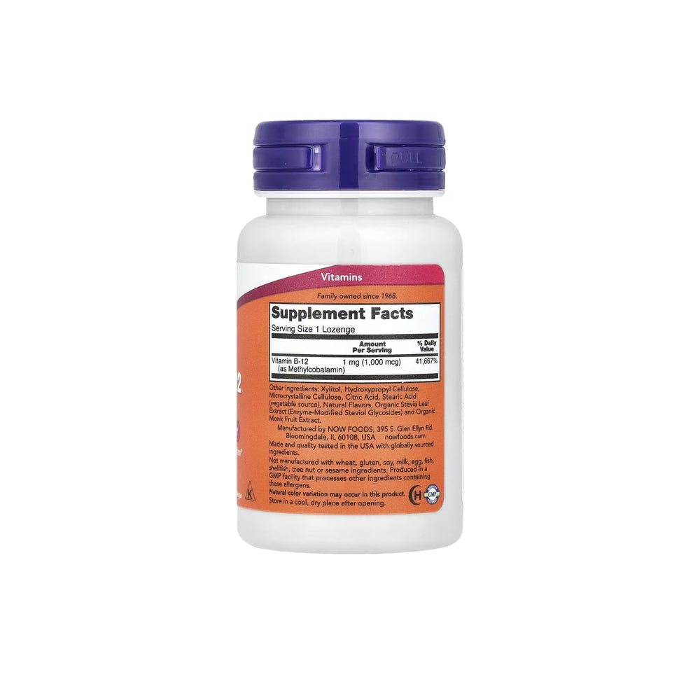 Metil B12 1000mcg – NOW Foods – 100 Pastilhas - Saúde e Bem Estar