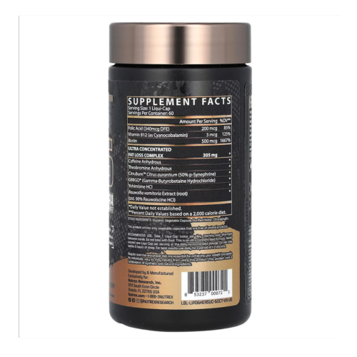 Nutrex Lipo 6 Hers UC Tabela Nutrcional