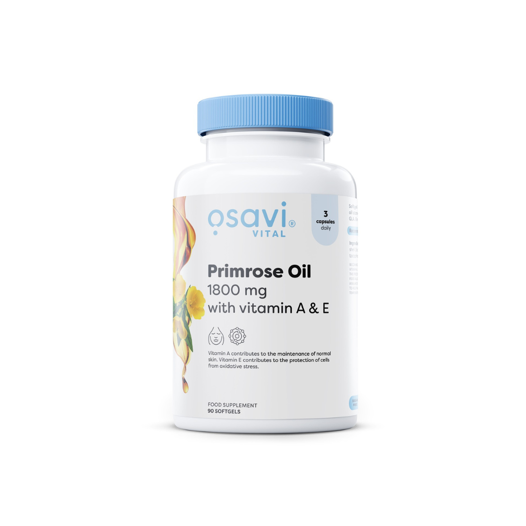 Óleo de Prímula 1800 mg com Vitamina A e E - Osavi - 90 Cápsulas