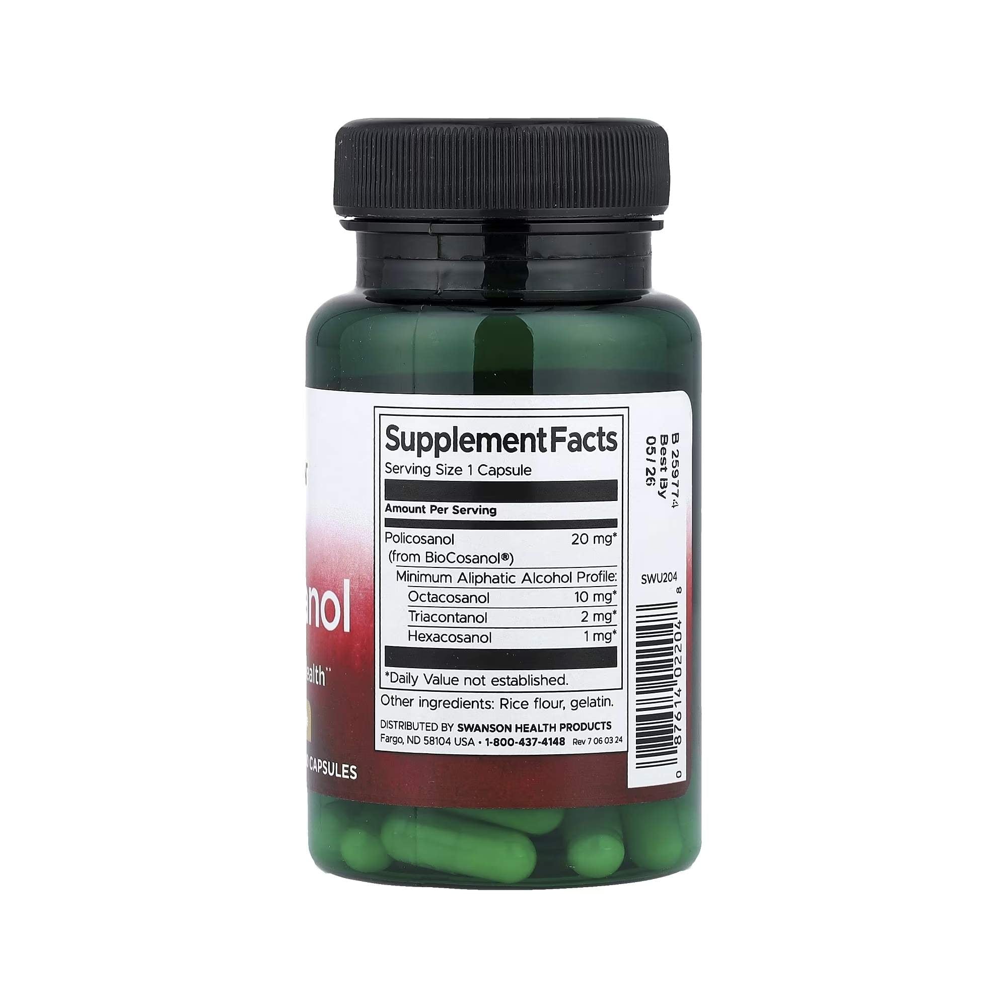 Policosanol 20mg - Swanson – 60 Cápsulas - Saúde e Bem Estar