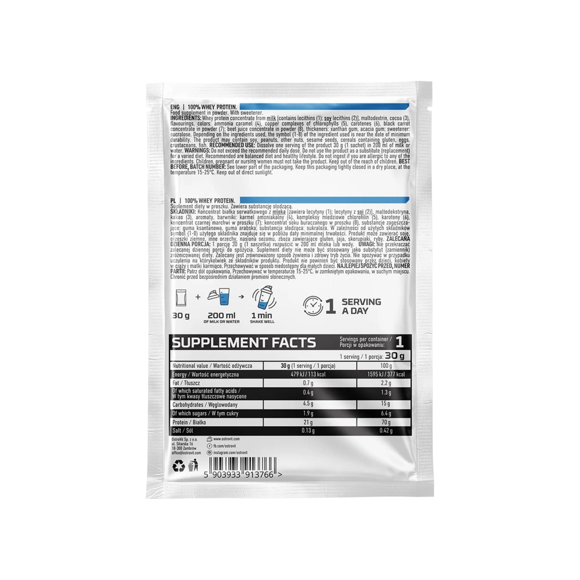 100% Whey Protein - Ostrovit - 700g - Proteína