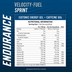 Endurance Sprint Gel com Cafeína - 60ml e 20 Unidades - Applied Nutrition - Laranja - Hidratação