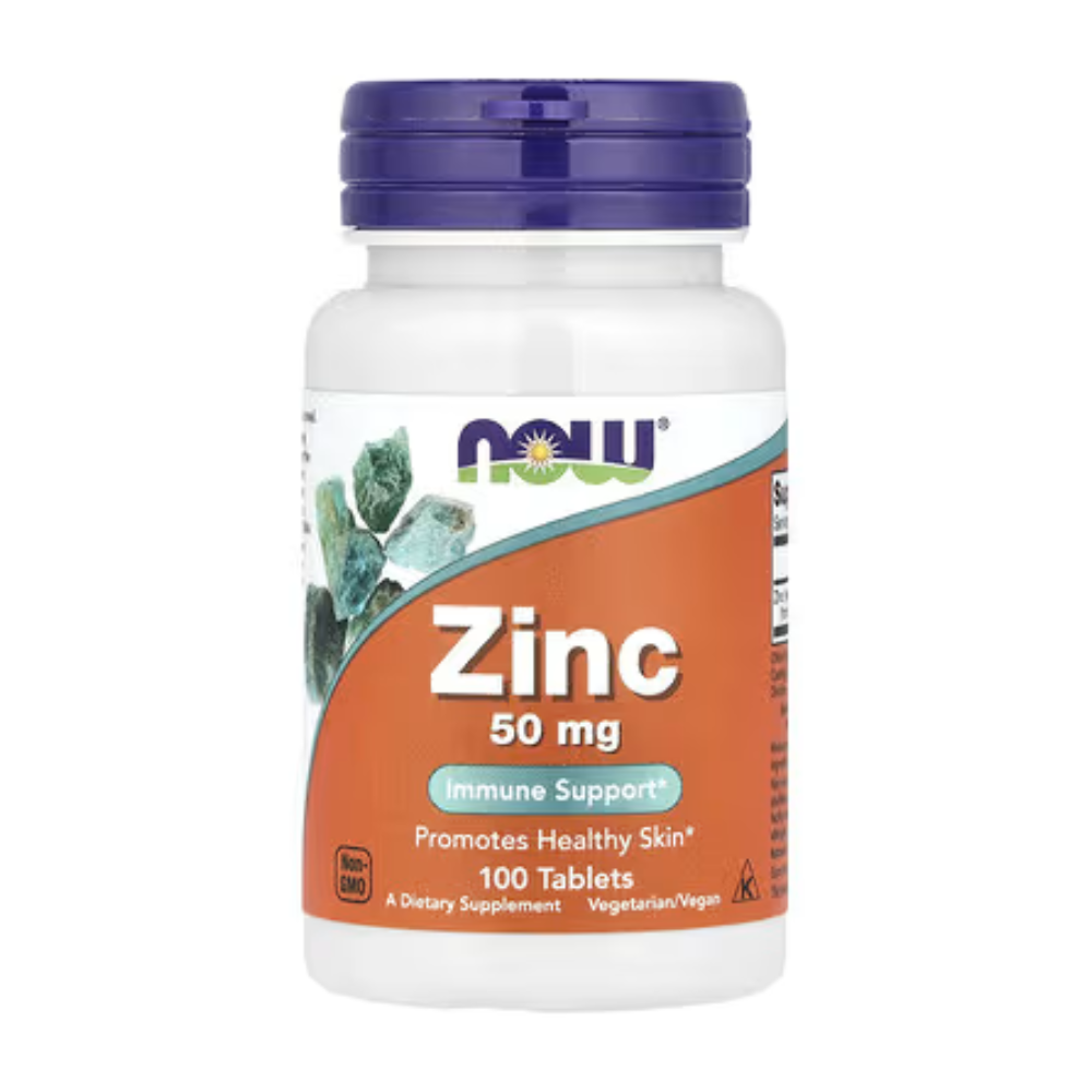 Zinco 50mg – NOW Foods – 100 Comprimidos - Minerais
