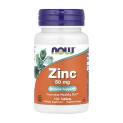 Zinco 50mg – NOW Foods – 100 Comprimidos - Minerais